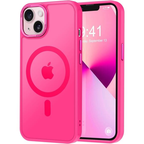 Hot Pink Thomo Strong Magnetic Case for iPhone 15 Pro Compatible with Magsafe - Picture 1 of 7